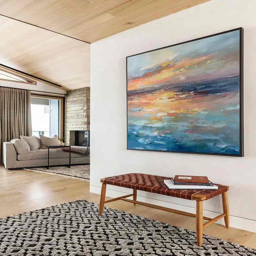 Dreamy Handmade Balcony Coastal Evening Abstract Wall Art 268RX